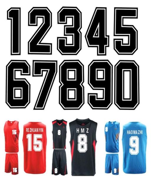 Notions Iron on Numbers Sports T shirt Stickers de transfert de chaleur 0 à 9 Jersey Numéro Diy pour l'équipe de football Uniforme 20cm8386800