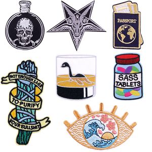 Notions Iron on Patches Evil Eye Great Waves Geborduurde Applique Patch Naai de Badge DIY Accessoires voor Vest Jassen Kleding Hoeden