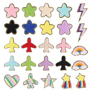 Notions Parches para planchar Flash Rainbow Lindo parche bordado de chenilla para bricolaje Ropa Bolsas Chaqueta Zapatos Coser accesorios Apliques 6 cm