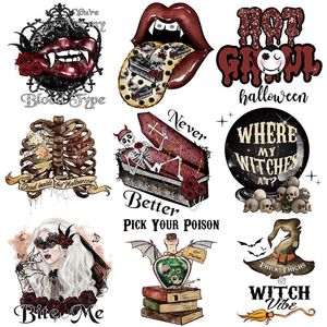 Begrippen opstrijkbare stickers Heat Transfer Decal Skull Ghost Patches Halloween Vinyl Applique voor T-Shirt Kleding Hoed Kussen DIY Craft Supplies