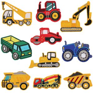 Begrippen Kinderen Techniek Voertuig Opstrijkbare Patches Geborduurde Patch Naai DIY Badge Applicaties Auto Tractor Truck Decoratie Patches voor Hoeden Jassen Tassen Jeans