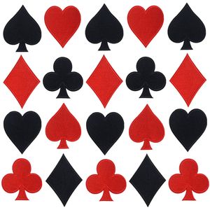 Noties spelen kaarten patch gaming ijzer op patches zwart rood hart geborduurde patches schoppen pokerappliques voor jeans hoeden schoenen kleding diy