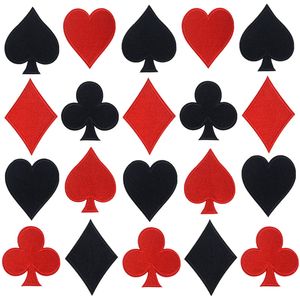 Notions Parche para jugar a las cartas, parches para planchar para juegos, parches bordados con corazón negro y rojo, apliques de póquer para pantalones vaqueros, sombreros, zapatos, ropa DIY