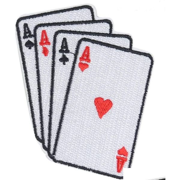 Notions Punk Iron Ones Lucky Poker Ace Of Spades Hearts Card, applications brodées pour vêtements vestes, accessoires de bricolage, livraison directe