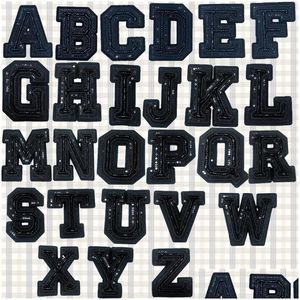 Notions Naai Letters Marineblauw Alfabet Pailletten Geborduurd Met Kraal A-Z Letter Badge Versier Reparatie Applicaties Voor Donsjack