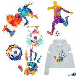 Notions autocollant lavable couleur fer à main sur transfert pour Football t-shirt sport transferts de chaleur vêtements décor livraison directe