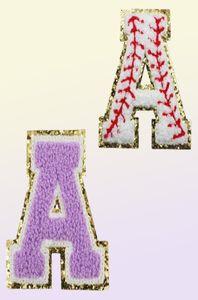 NOTIONS LETTRE BLANCE ALPHABET Patch paillette CHENILLE Patches brodées pour les chapeaux de vêtements de bricolage Veste Iron sur accessoires Applique9039259