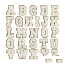 Begrippen Witte Letters Pailletten Handdoek Geborduurd Alfabet Chenille Naai Op Voor Diy Accessoires Applique Met Glitter Letter A-Z Dro