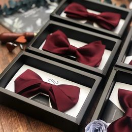 Notknot Highend Wedding Bridegroom Man Burgundy British British Bow Color Color Mens Tie 240415