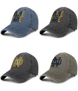 Notre Dame Fighting Irish logo de football vieux imprimé casquette de baseball en denim unisexe cool ajusté chapeaux classiques mignons Golden Core Smoke3989613