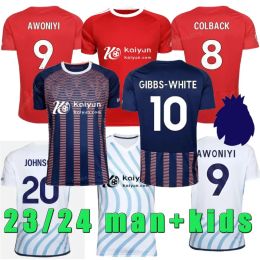 Maillot de football ELANGA GIBBS-WHITE 23 24 Nottingham MONTIEL WOOD Chemises de football 2023 Hommes Enfants Forest WORRALL AMEOBI Kit