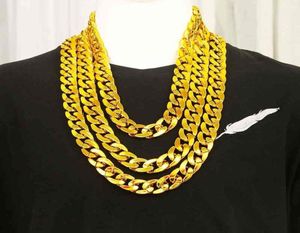 Nouveau Riche, ketting, mannelijke geometrische imitatie, nep, trillende geluid, grote gouden ketting.5189856