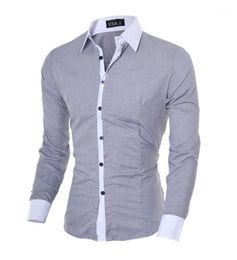 Nova Primavera Dos Homens Marca de Slim Fit Vestido Camisa Masculina Mangas Company Casual Heren Shirts