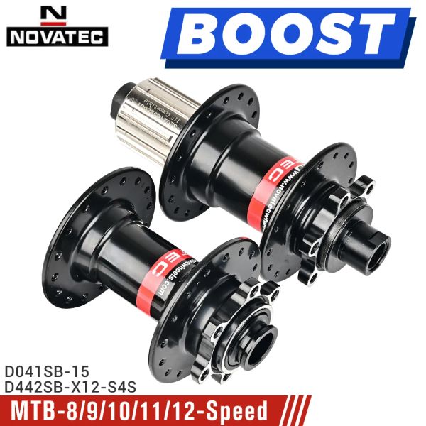Novatec Boost Hub D442 D041 Cojinete MTB MS Hubs 142*12 148*12 Bicicleta de bicicleta de montaña Hub hasta 15/12 mm 32h para 8/9/10/11/12 Velocidad