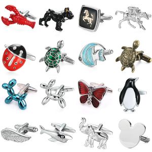 Nouveaux animaux boutons de manchette papillon tortue abeille chien poisson aile conception boutons de manchette chemise française boutons de manchette pour cadeau homme réussi