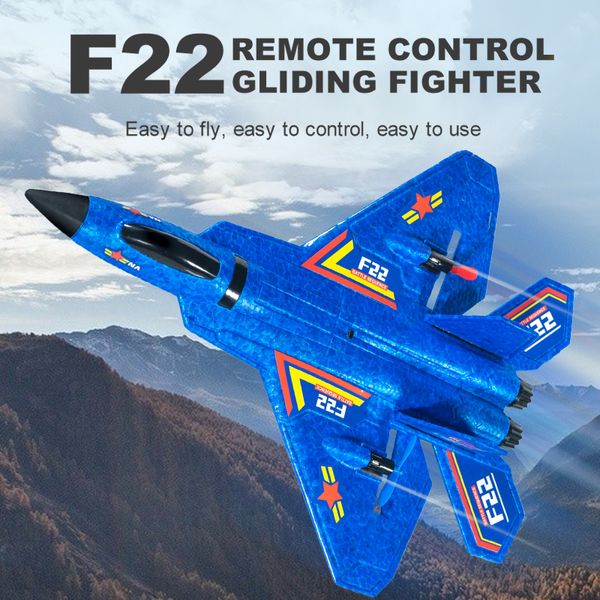 Novedoso F-22 Fighter Raptor Glider RC Airplane Modelo de espuma Control remoto Toyos para niños Aeronaves controladas por radio para niños