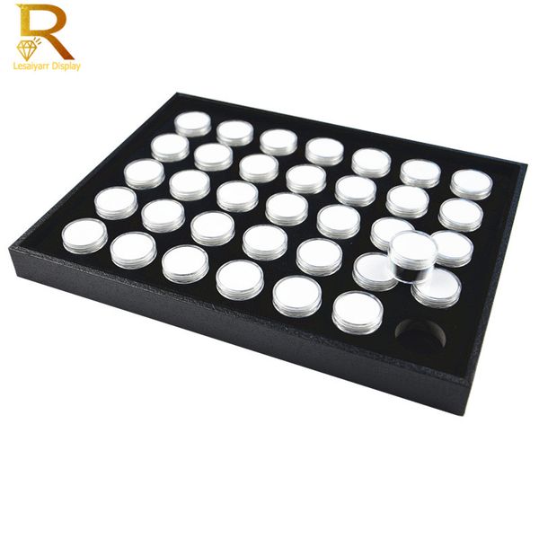 Novel gemp discbush pierre gemme insert plateau bijoux charms perles organisateur en mousse blanche Boîte ronde.