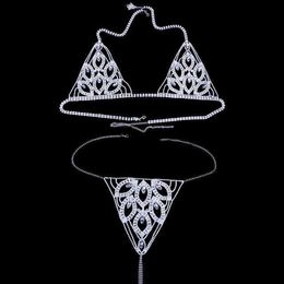 Nieuw bladtype Strass Bikini Body chain nachtclub sexy charmante diamanten ingelegd ondergoed borstketting vrouwen