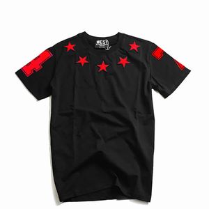 Novel Mens Embroidery Star 7 4 T-shirt Hip Hop Skateboard Street Cotton T-shirt Top Kenye #32 240521