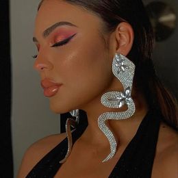 Boucles d'oreilles pendantes en forme de serpent en cristal surdimensionnées pour femmes, bijoux géométriques à longue suspension, nouveau Design, 240305