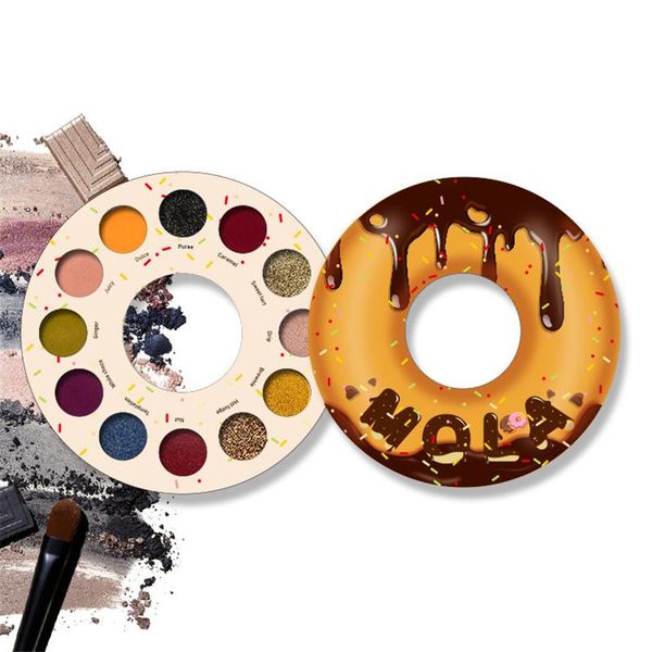 Nouveauté 12 Couleurs Donut Maquillage Palette De Fard À Paupières Perle Brillant MaHighlights Poudre Glitter Nacré Mat Ombre À Paupières