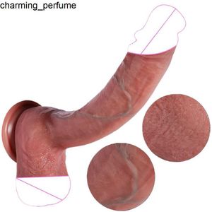 Novedad de 9 pulgadas realista empuje delgada consolador artificial que hace consolador de consolador de silicona líquido juguetes sexuales para adultos para mujeres