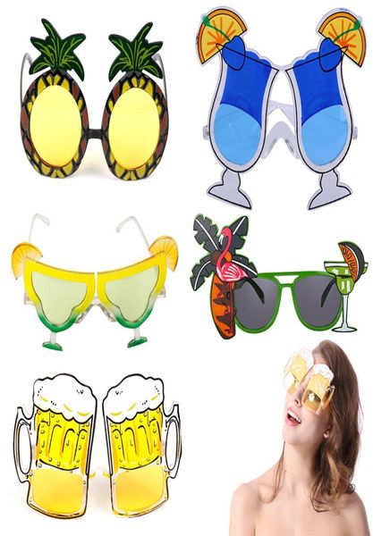 Nouveauté plage fête décorations de mariage Festival de la bière créatif 1 PC drôle hawaïen dessin animé ananas Style femmes lunettes de soleil 7920466