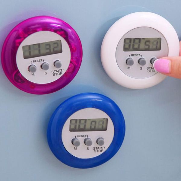 Nouveauté numérique Minuteur Helper cuisson Mini forme ronde LCD électronique numérique Compte à rebours clip minuterie LX2841 d'alarme