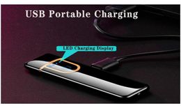 Nieuwheid Elektrische aanraaksensor Coole lichtere vingerafdruksensor USB -oplaadbare draagbare winddichte aanstekers Smokin3488341