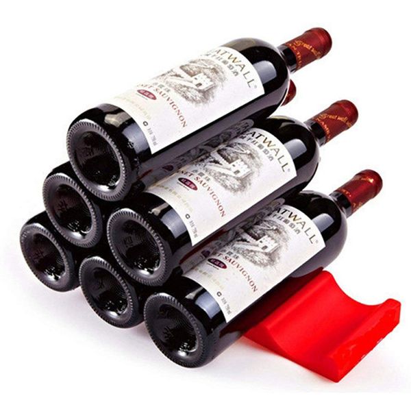 Nouveauté Réfrigérateur Canette Bière Vin Bouteille Rack Organisateur Titulaire Tapis Durable Silicone Empilable Barre D'outils Rangement Accessoires (Rouge Bleu) Préféré