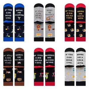 Novedad divertido tamaño grande suela de pie letras en inglés calcetines de hombre si puedes leer regalos de moda cóctel BeerMen's 3100