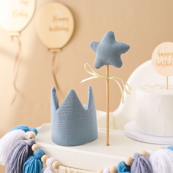 Juegos novedosos 03 juguete de fiesta de cumpleaños para bebé gorro decorativo algodón madera ing estrella Hada palo crecimiento corona ducha Po Props regalos 230721