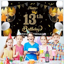 Nouveauté Jeux 13ème Joyeux Anniversaire Bannière Toile de Fond Pographie Arrière-plans Fournitures Intérieur Extérieur Po Booth Décoration De Fête pour Enfants 230625