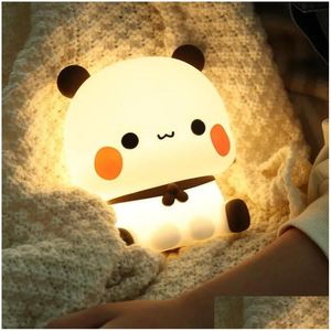 Jeux de nouveauté 15 cm Bubu et Dudu Veilleuse Lampe Kawaii Yier LED Veilleuse Panda Ours Chevet Chambre Salon Décoration Drop De Dh4Bx