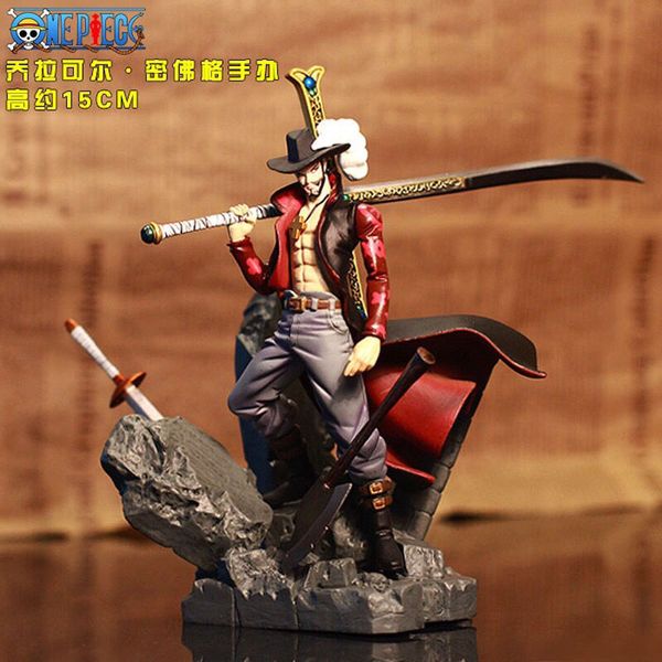 Jeux de nouveauté 15 cm Scultures grande figurine d'anime jouet Luffy Dracule Mihawk modèle poupée avec épée Anime Brinquedos pour cadeaux