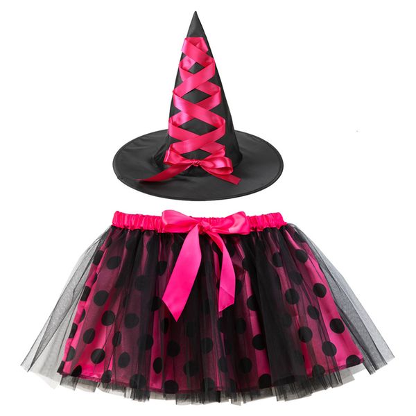 Juegos novedosos 2023, falda tutú de tul para niños, sombrero de bruja con lunares de Halloween, calabaza, ropa para niñas, vestido de fiesta, ventas 230721