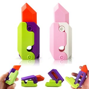 Juegos de novedad Impresión 3D Gravedad Zanahoria Cuchillo Fidget Toys Descompresión Push Card Juguete Plástico Anti Estrés Alivio para niños Adultos 230922
