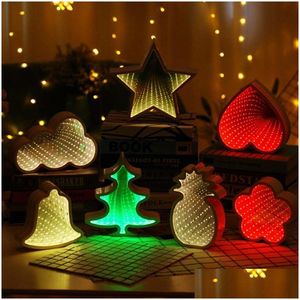 Nieuwheid Games 3d Stars Cloud Christmas Tree Light Infinity Mirror Tunnel Lamp Creative Led For Kids Baby Toy Gift 220510 Drop DHFHK