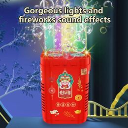 Juegos de novedad 48 hoyos Máquina de burbujas de fuegos artificiales eléctricos con luces de flash Sonidos para niños Juguetes al aire libre Fiesta Festival Celebrar Machin 230111