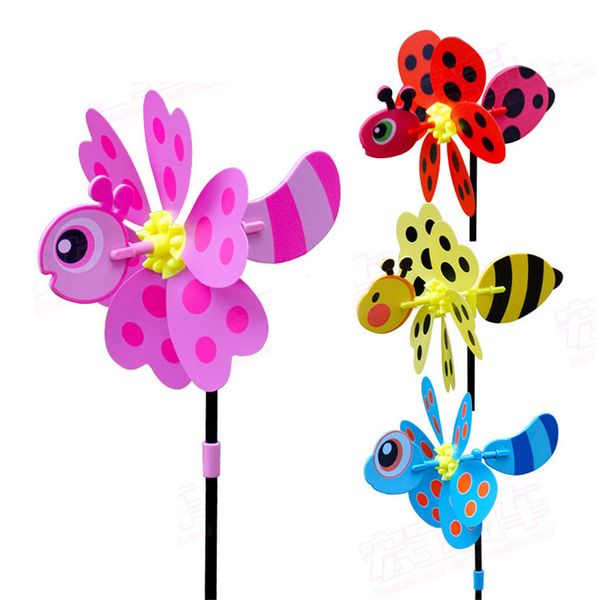 Juegos novedosos 4 Unids / set Plástico DIY Windmill Toys 3D Cartoon Butterfly Whirligig Outdoor Classic Toy Molinete Niños Jardín Decoración Regalo 230621