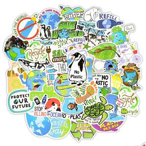 Nouveauté Jeux 50 Pcs Protégez La Terre Creative Cartoon Autocollants Jouet Jeu Esthétique Cadeau Journée Mondiale De L'environnement Étanche Pour Drop Dh1Ti