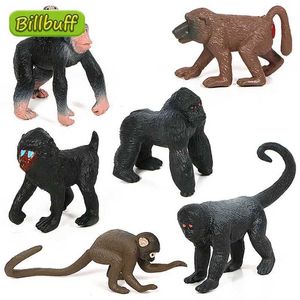 Jeux de nouveauté 6pcs Simulation Jungle Animal Set Plastic Action PVC Modèle Mini Orangutan Monkey Figures Collection éducative Toy pour les enfants Y240521