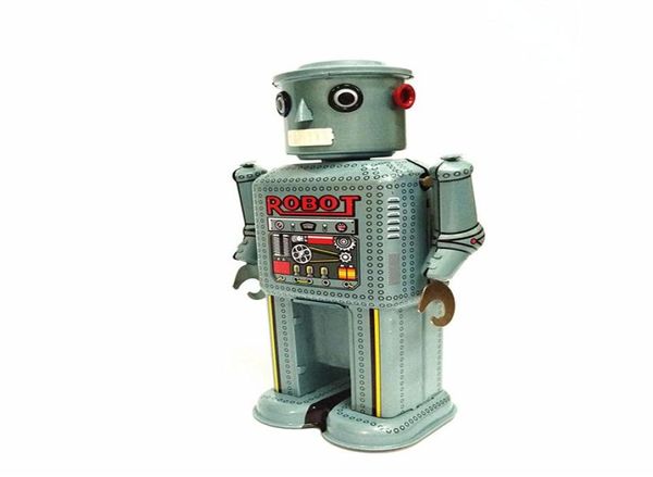 Juegos novedosos Colección para adultos Retro Juguete de cuerda Metal Estaño Brazos móviles columpio robot alienígena Mecánico Reloj figuras de juguete niños gif7061251