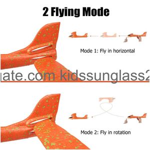 Jeux de nouveauté Jouets d'avion Mise à niveau 17,5 Grand avion en mousse à lancer 2 modes de vol Planeur Jouet volant pour enfants Cadeaux 3 4 5 6 7 ans B Am7Jz