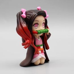 Jeux de nouveauté Anime Demon Slayer Figure Kawaii Double queue de cheval Kamado Nezuko Statue jouets décoration de la maison ornement de voiture cadeau d'anniversaire pour enfant