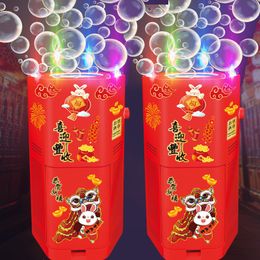 Juegos novedosos Máquina automática de burbujas de fuegos artificiales con luces de destello Sonidos para niños Juguetes al aire libre Fiesta Festival Celebre Bubble Maker Machines 230625