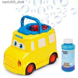 Nieuwigheidsspelletjes Babybadjespeelgoed Bellenblaasmachine voor kinderen Automatische bellenblazer voor jonge kinderen en baby's, binnen en buiten, schoolbus bellenmaker Q240307