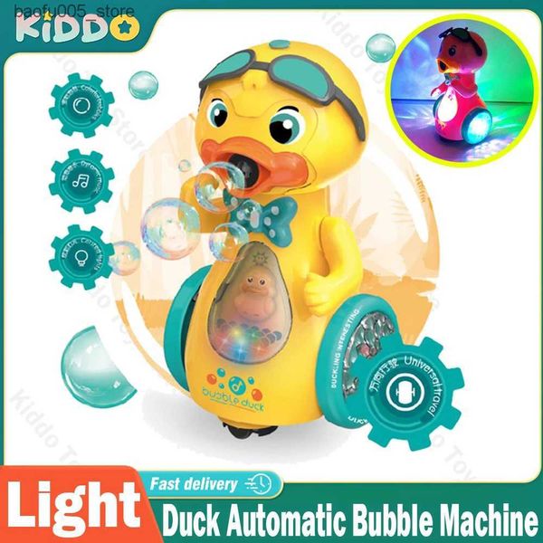 Jeux de nouveauté Jouets de bain pour bébé Machine à bulles de canard automatique Souffleur de bulles avec son léger Jaune mignon pour enfants Jouet bébé magique Cadeaux d'été pour enfants Q240307