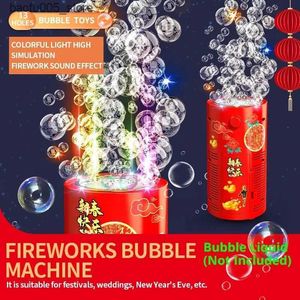 Nieuwigheidsspelletjes Babybadjespeelgoed Populair Nieuwjaarscadeau Bubble Machine Bruiloft DIY 13-gaats Automatisch rood licht voor kinderen Draagbare vuurwerk Bubble Machine Q240307