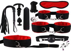 Nieuwheid Games BDSM KITS Vibrator Sekspeeltjes voor vrouwelijke paren Handboei Whip anale plug exotische accessoires Bondage Equipment Harness164852961